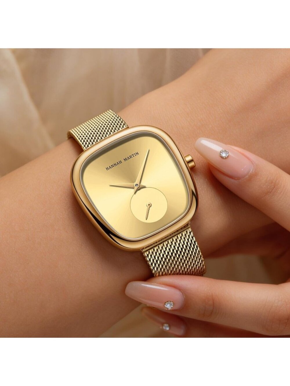 Women's Gold Analog Quartz Stainless Steel Vintage Rectangular Luxury Watch - Picture 2 of 6